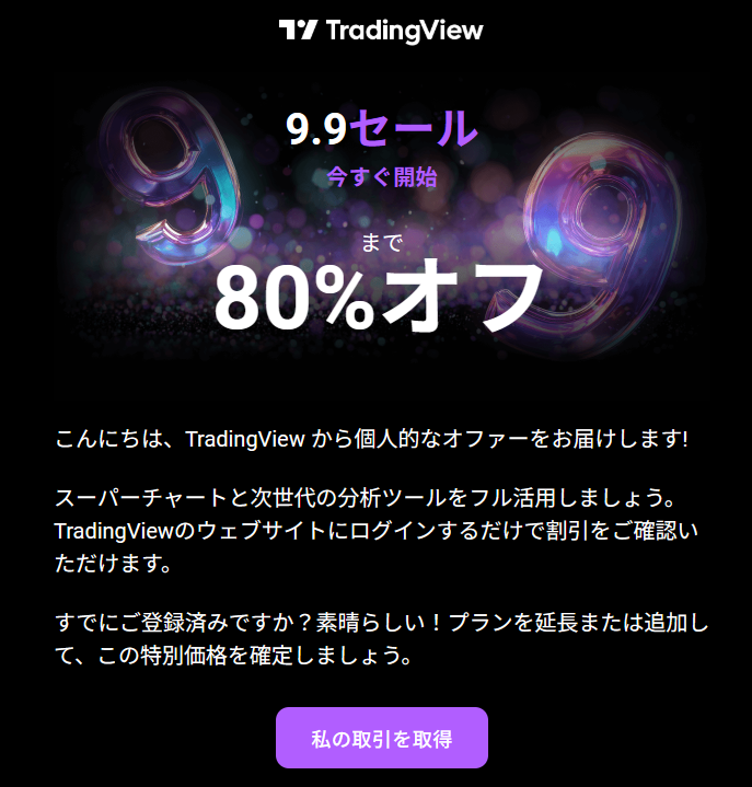9.9セールの招待メール